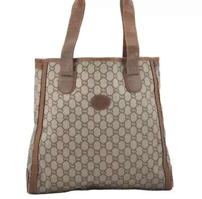 Authentic GUCCI Vintage GG Plus Shoulder Tote Bag GG PVC Leather Brown 0286J • $147