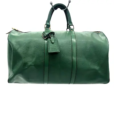 LOUIS VUITTON Epi Keepall 50 Boston Bag Green M42952 - W/Luggage Tag + Poignet • $599