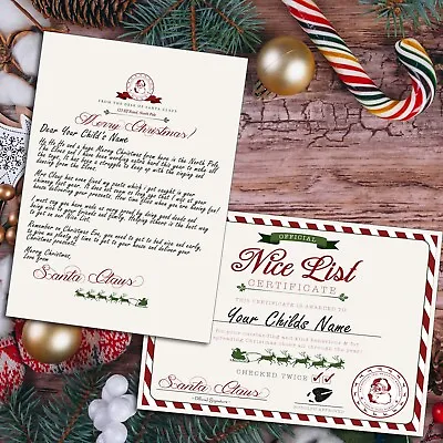 £5.99 • Buy Personalised Christmas Letter From Santa Claus & Nice List Certificate