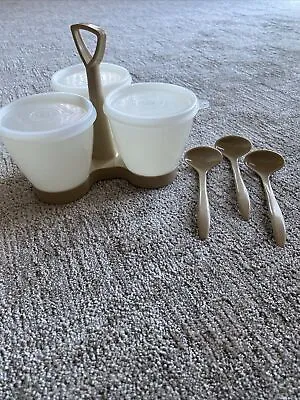 Vintage Tupperware Condiment Caddy Server Set With Bowls/ Lids/spoons #757 • $16.99