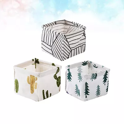 Cotton Linen Storage Box Set - 3pcs Small Organizer Bins • £8.58
