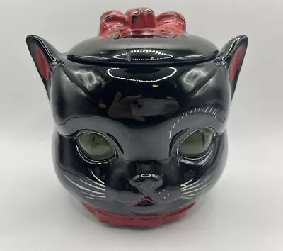 Vintage Anthropomorphic Black Cat Cookie Biscuit Jar 1940’s Shafford Red Ware • $38.88