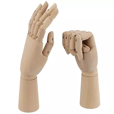 2 PCS 12 Inches Wooden Hand Model Left And Right Wood Art Mannequin Hand Fl... • $37.23