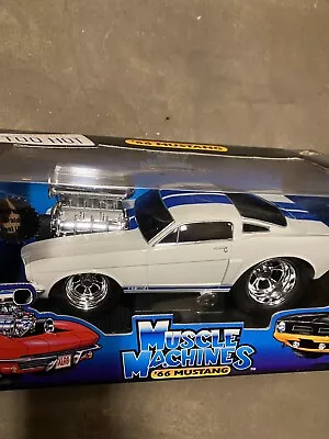 Muscle Machines 1/18th 1966 SHELBY GT350 FORD Mustang WHITE Blue Stripes • $75