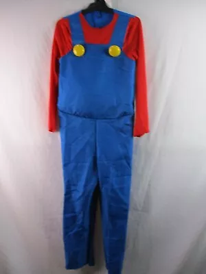 Mario Costume Boys Large 10 To 12 Red Blue Jumpsuit No Gloves Hat Or Mustache • $19.99