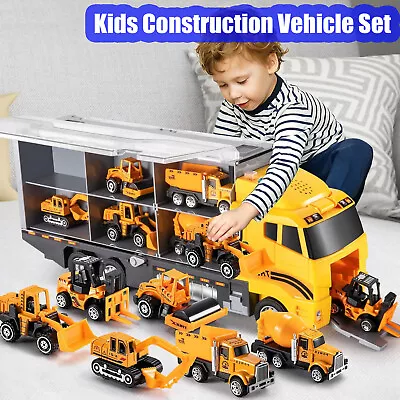 Kid Construction Truck Toy Gift Storage Car Transport Carrier Vehicle LED Music • $36.98