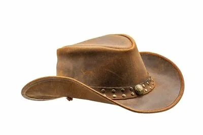 $32.99 • Buy Men's Brown Genuine Leather Cowboy Western Hat 