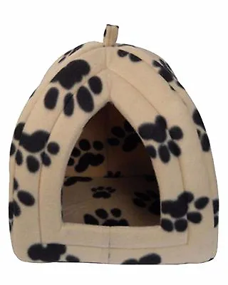 Igloo Pet Bed Fleece Small Dog Puppy Polar Rabbit Cat Pyramid Hut Kennel Travel • £11.99