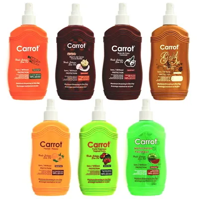 Carrot Sun Spray Oil Sunbed Tanning Accelerator (200ml Bottle) - ALL TYPES • £21.99