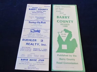 Vintage Barry County Michigan Travel Tourist Road Map Lot Of 2 • $7.99