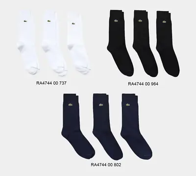Men's Lacoste Cotton Blend Socks White Navy Black UK 3.5-11 3-Pack • £29.99