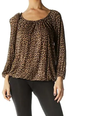 MICHAEL Michael Kors Brown Cheetah Animal Print Top Shirt Women’s Size M Medium • $11.99