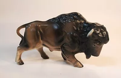 Vintage Glazed American Buffalo Bison Figurine 6  Inches Long  • $15.99