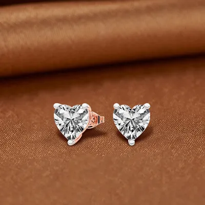 IGI Certified Lab Created Diamond Earrings 14K Or 18K Gold Heart Stud Earrings • $7010