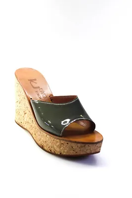 K Jacques Womens Dark Taupe Cork Platform Wedge Heels Sandals Shoes Size 5 • $42.69