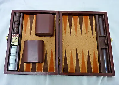 VINTAGE BACKGAMMON BY CARDINAL TRAVEL 9 X 7   GAME SET WITH RULES BROWN CASE • $14.99