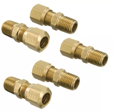 3/8  Tube X 3/8  Male NPT Brass Compression Air Brake Connector 1468-6C  5/pcs • $14.48