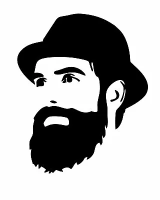 Man With Beard-Funny-Stickers-Decals-Car-Wall-Mirror-Window-120mm-120mm • £1.79