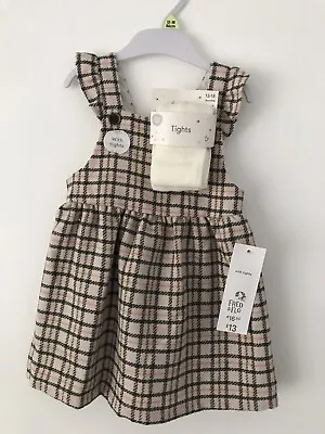 £2.49 • Buy *** NWT F&F Girls Pinafore Dress With Cream Tights Size 12-18 Months