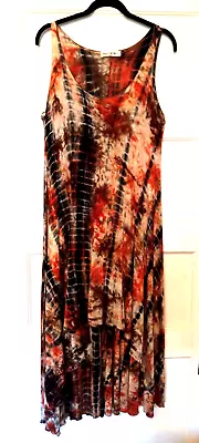 Veronicam Women Dress Maxi Midi Tie Dye Hippie Boho  Stretch Cabbage Hem Medium • $12.99