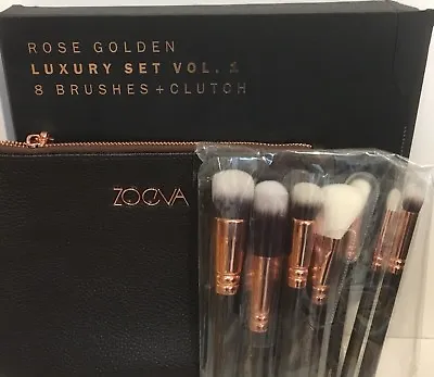 ZOEVA Full Set 8 Brushes Rose Golden Luxury Set Vol 1 + Clutch NIB Authentic • $149.99