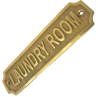 £8.90 • Buy Retro Laundry Room Sign Antique Chic Style Brass Plaque Kitchen With Screws 