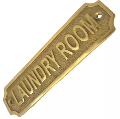 £8.90 • Buy Retro Laundry Room Sign Antique Chic Style Brass Plaque Kitchen With Screws 