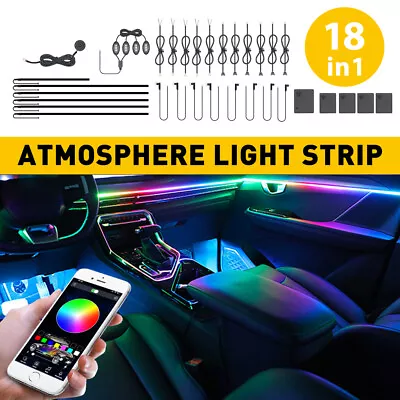 18 In 1 RGB LED Light Strip Interior Atmosphere Neon Lamp APP Control For Car • $93.99