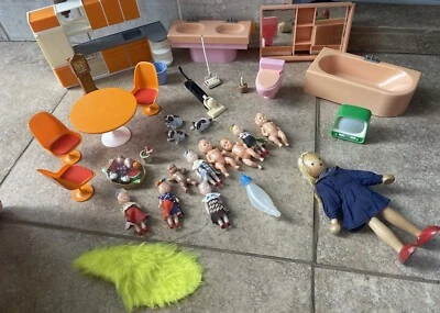 Vintage Retro 1960s 1970s Dolls House Furniture & Vintage Dolls • £15