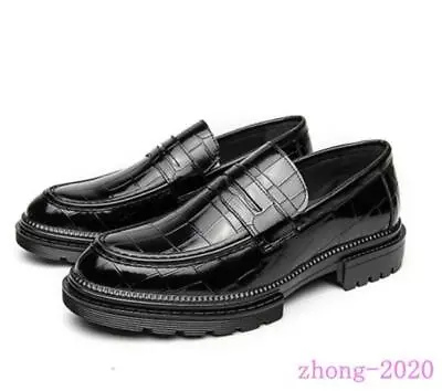 Men Slip On Faux Leather Round Toe Platform Party Casual Club Prom Loafers Shoes • $62.61