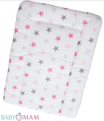  Child Toddler Changing Mat Nursery Baby 100% Cotton Grey Pink Stars • £13.99