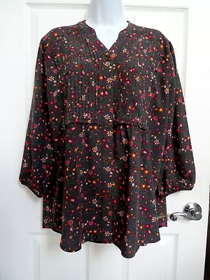 MATILDA JANE 3/4 Sleeve Pin-Tuck Blouse Shirt Top Size Large • $16.99