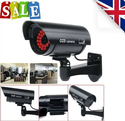 Dummy Imitation CCTV Security Camera Blinking Outdoor Indoor Fake Black • £8.49