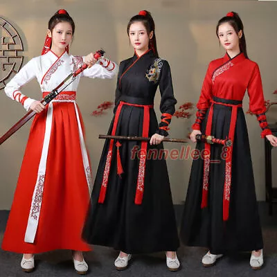 Women Men Ancient Chinese Embroidered Hanfu Dress Oriental Outfit Garment Retro • $26.91