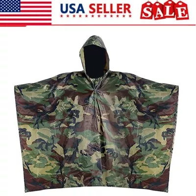 Tactical Rain Poncho - Army Military Poncho Shelter - Waterproof Ripstop Camping • $18.99
