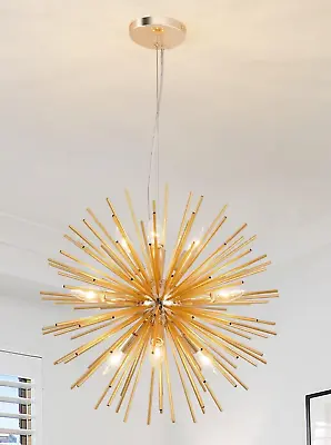 20  9-Light Gold Starburst Chandelier Mid-Century Sputnik Pendant Light 20in • $75