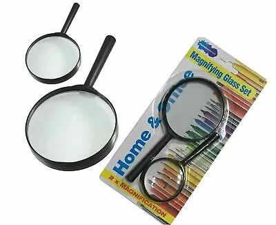 £1.99 • Buy 2 Pcs Magnifying Glass Large&Small Handheld Magnifier Set Glass Loupe Reading