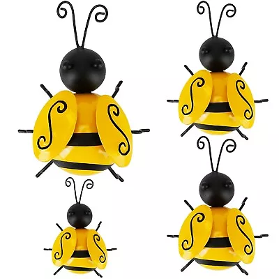 4Pcs Metal Bumble Bees Wall Garden Fence Lawn Ornaments Art Outdoor Decorative • $12.32