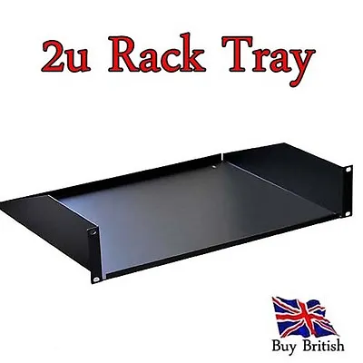 2U 19Inch Black Rack Shelf - 368mm Deep • £31.40
