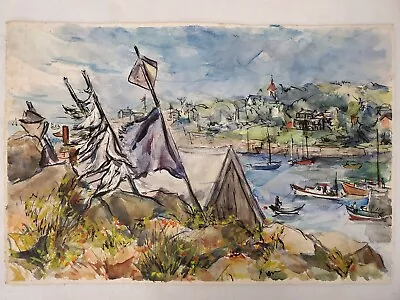 Watercolor Painting Original Grace Huntley Pugh Rockport Mass • $125