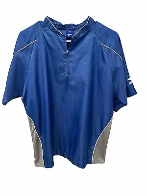 MIZUNO Baseball Softball Windbreaker Warm-Up JACKET Pullover Size YL Blue White • $9.95