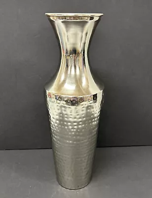 Elegant Expressions  By (Hosley) Dimpled Large Silver Iron Vase 18” Tall • $5