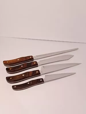 Vintage Ekco Arrowhead USA 4pc. Knife Set Wood Handles Kitchen Knifes • $32.95