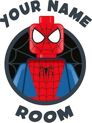 Lego Marvel - Spiderman Door Sticker  - PERSONALISED WITH YOUR NAME • £7.45