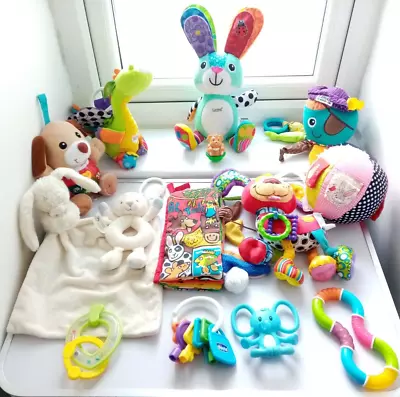 Bundle Baby Sensory Toys Clothbook Rattles Lamaze Jellycat Elc Vtech • £7.50