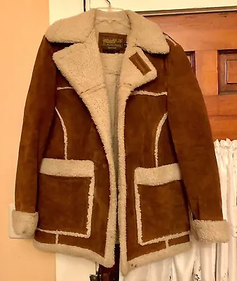 Rancher Jacket Mens 40 Shearling Suede Sherpa Lined Western VINTAGE Miller 70s • $75