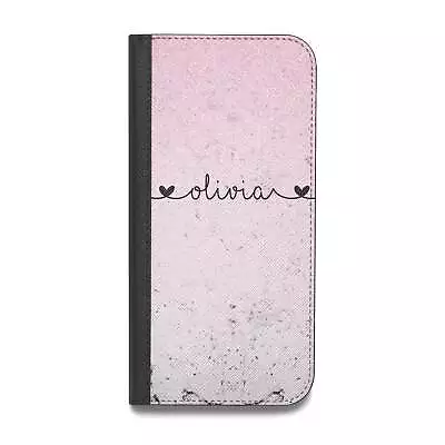 Personalised Faux Glitter & Marble Name Vegan Leather Flip IPhone Case For IPhon • £10