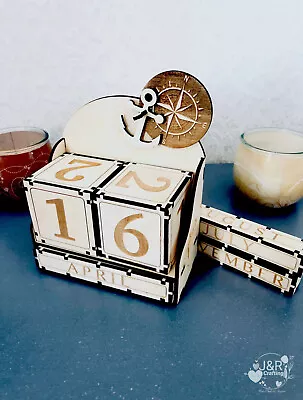 £19.99 • Buy NEW Wooden Block Perpetual Desktop Calendar 📅