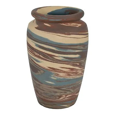 Niloak Mission Swirl 1925-30s Vintage Hand Made Pottery Brown Rolled Rim 5  Vase • $141.75