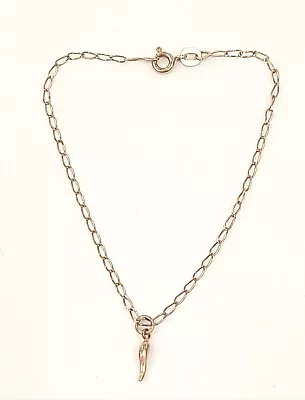 £11.50 • Buy Vintage 9ct Yellow Gold Bracelet Elongated Curb Link Horn Of Plenty HOP Charm